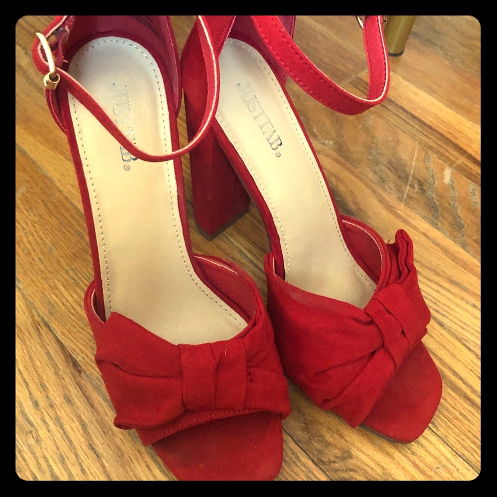 JustFab Red Bow Heels